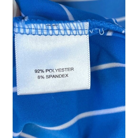 Peter Millar Golf Polo Shirt Mens Large Blue White Stripes Summer Comfort - Picture 7 of 8